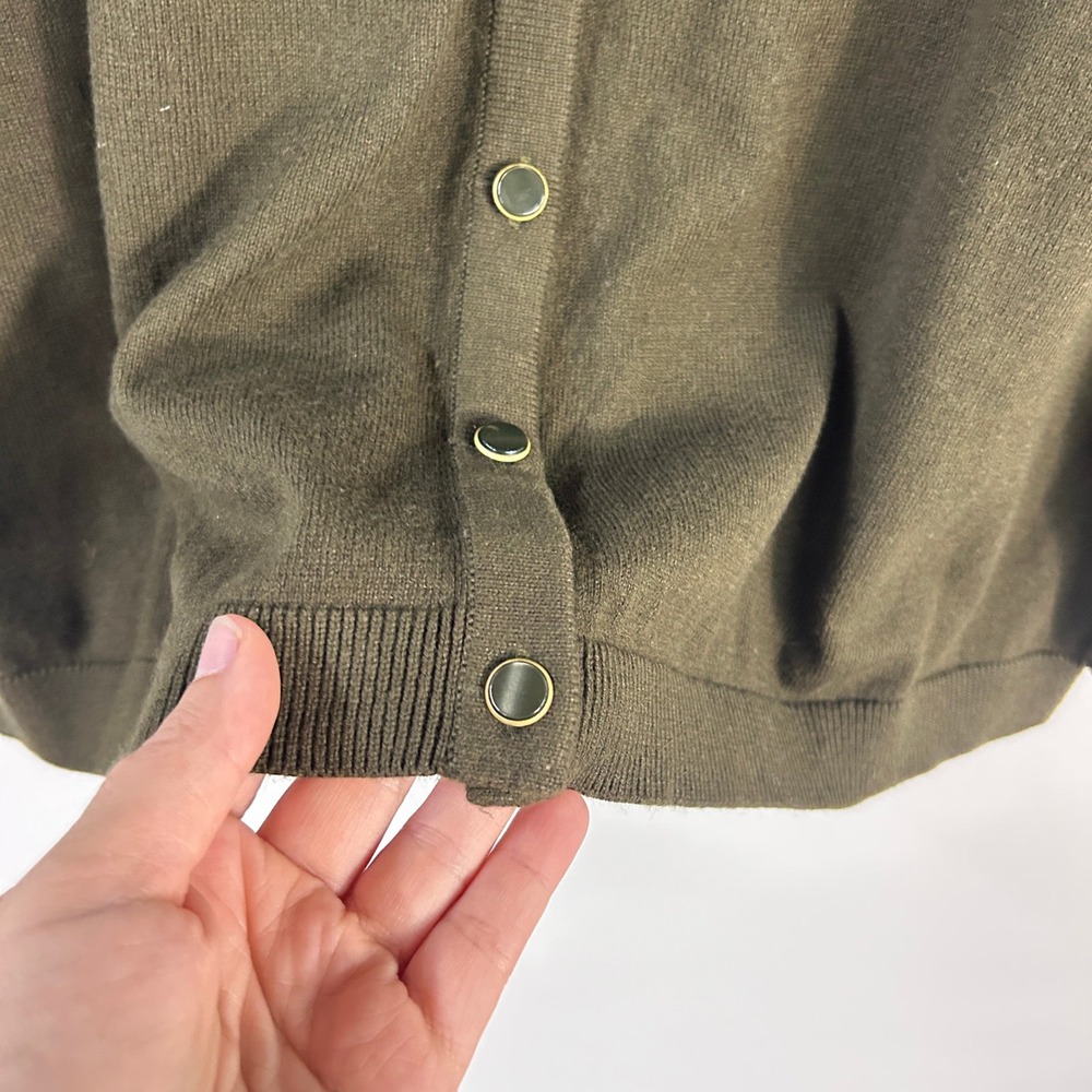Talbots Olive Cashmere Blend Cardigan 2X Minimalist Capsule Wardrobe Sweater - Picture 3 of 9